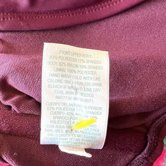 Kona Sol Color Block Bandeau Bikini Swimsuit Top Size Medium Burgundy and Pink - Picture 10 of 10